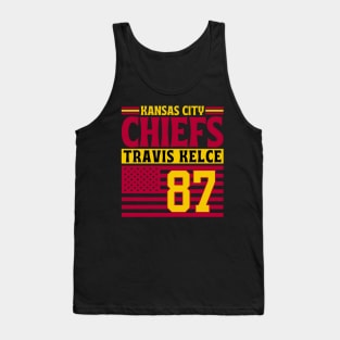 Kansas City Chiefs Kelce 87 American Flag Football Tank Top